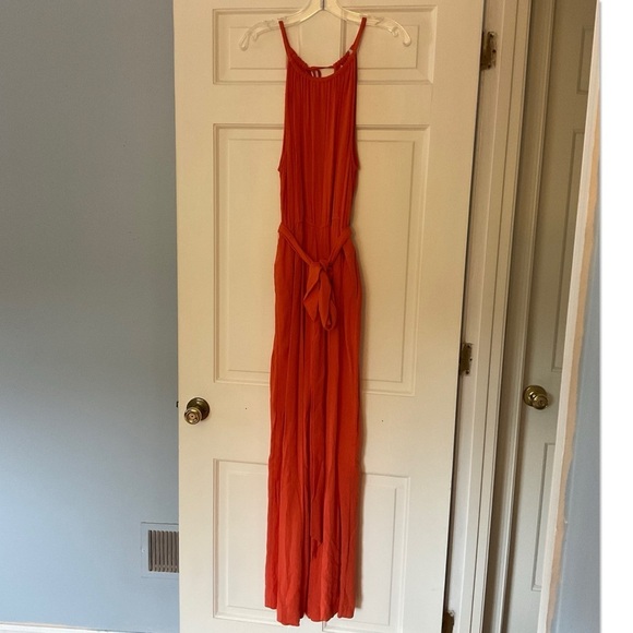 Sundance Sahara Jumpsuit Orange Halter Tie Waist Wide Leg Size XL NWT Boho - Picture 4 of 14
